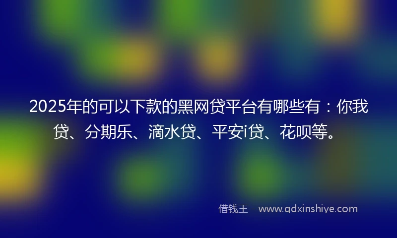 2025年的可以下款的黑网贷平台有哪些有：你我贷、分期乐、滴水贷、平安i贷、花呗等。