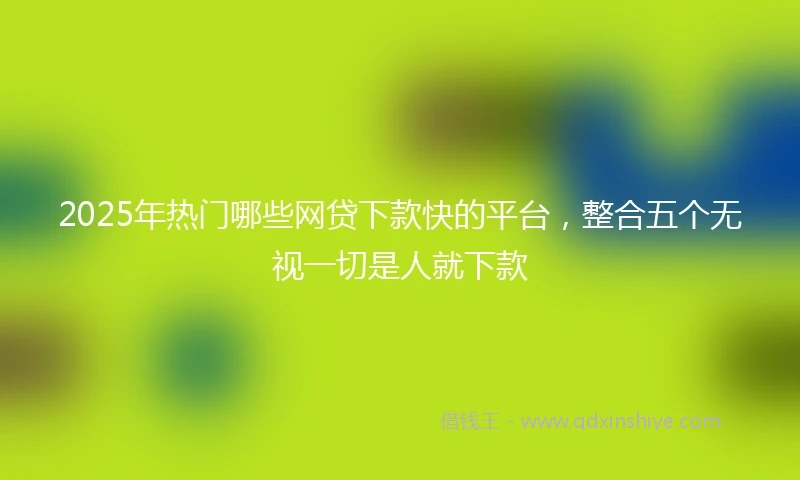 2025年热门哪些网贷下款快的平台，整合五个无视一切是人就下款