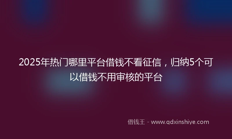 2025年热门哪里平台借钱不看征信，归纳5个可以借钱不用审核的平台