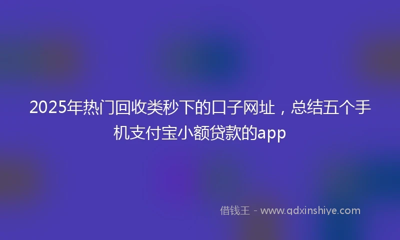 2025年热门回收类秒下的口子网址，总结五个手机支付宝小额贷款的app