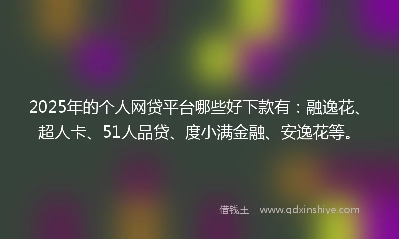 2025年的个人网贷平台哪些好下款有：融逸花、超人卡、51人品贷、度小满金融、安逸花等。