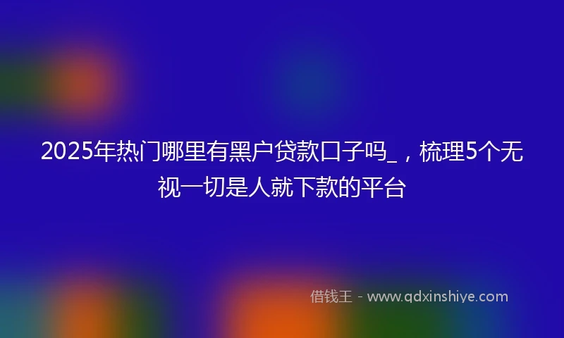 2025年热门哪里有黑户贷款口子吗_，梳理5个无视一切是人就下款的平台