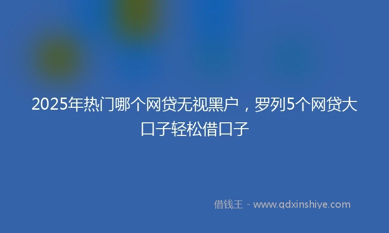 2025年热门哪个网贷无视黑户，罗列5个网贷大口子轻松借口子