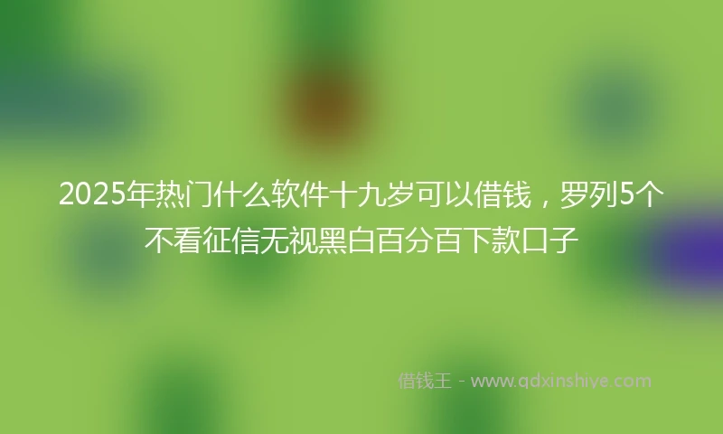 2025年热门什么软件十九岁可以借钱，罗列5个不看征信无视黑白百分百下款口子