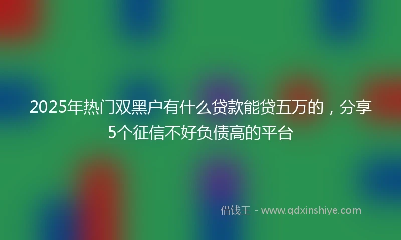 2025年热门双黑户有什么贷款能贷五万的，分享5个征信不好负债高的平台