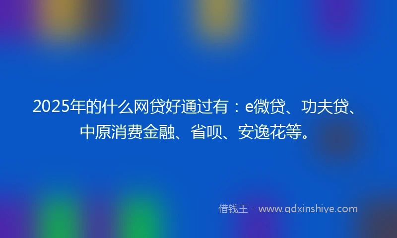 2025年的什么网贷好通过有：e微贷、功夫贷、中原消费金融、省呗、安逸花等。