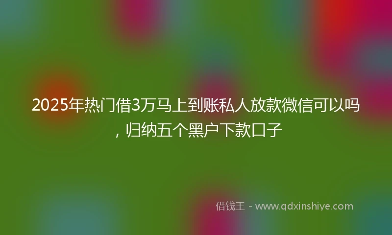 2025年热门借3万马上到账私人放款微信可以吗，归纳五个黑户下款口子