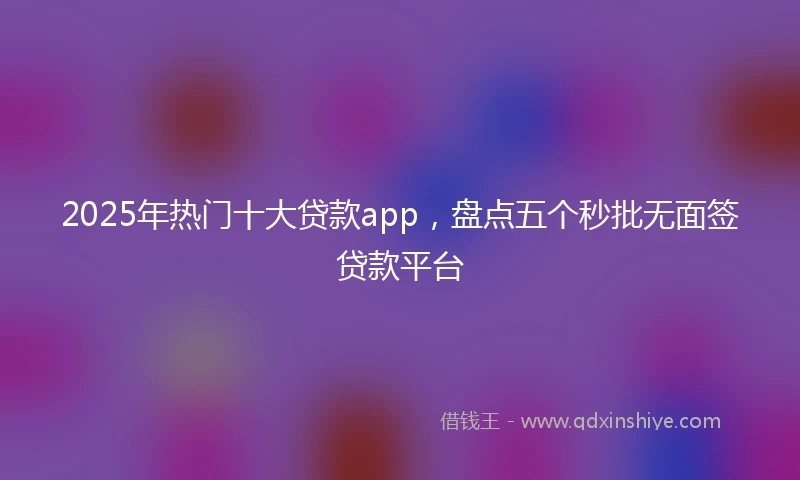 2025年热门十大贷款app，盘点五个秒批无面签贷款平台
