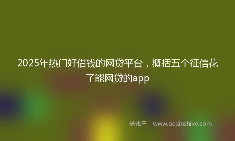 2025年热门好借钱的网贷平台，概括五个征信花了能网贷的app