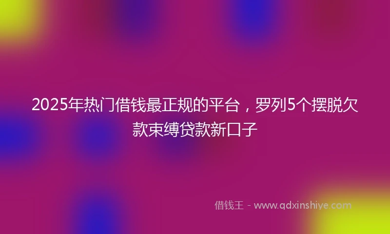 2025年热门借钱最正规的平台，罗列5个摆脱欠款束缚贷款新口子