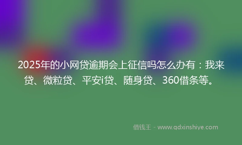 2025年的小网贷逾期会上征信吗怎么办有：我来贷、微粒贷、平安i贷、随身贷、360借条等。