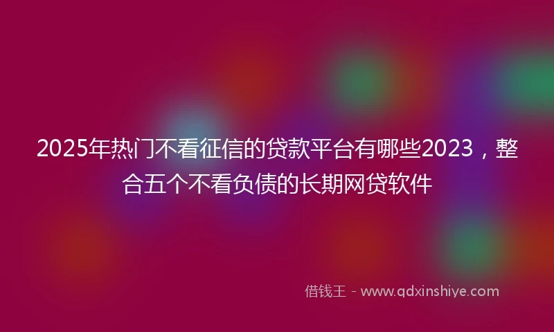 2025年热门不看征信的贷款平台有哪些2023，整合五个不看负债的长期网贷软件