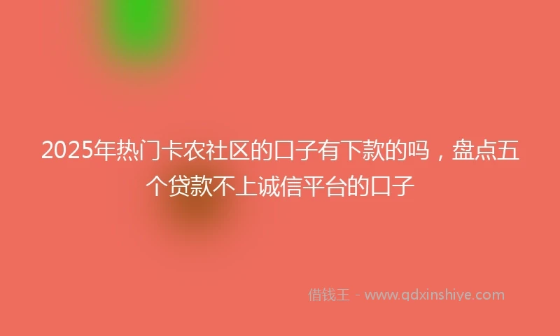 2025年热门卡农社区的口子有下款的吗，盘点五个贷款不上诚信平台的口子