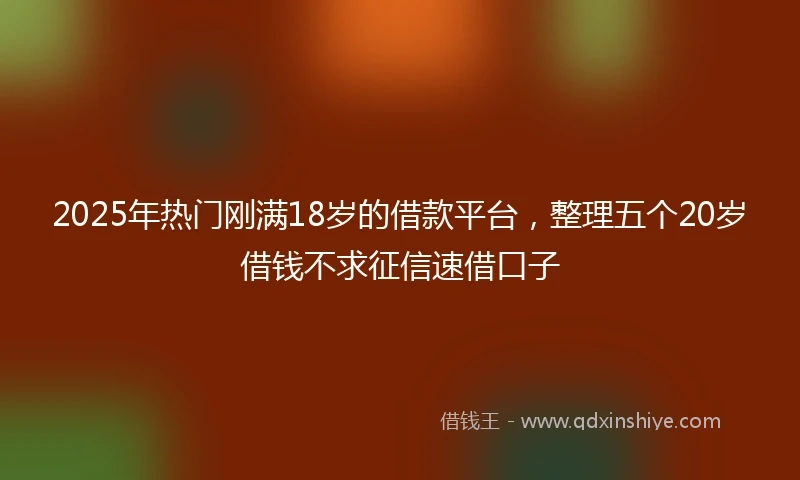 2025年热门刚满18岁的借款平台，整理五个20岁借钱不求征信速借口子