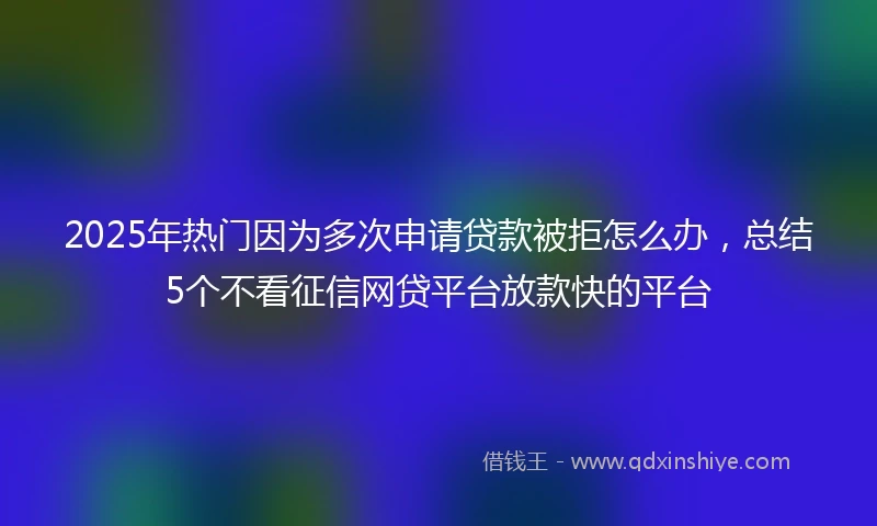 2025年热门因为多次申请贷款被拒怎么办，总结5个不看征信网贷平台放款快的平台