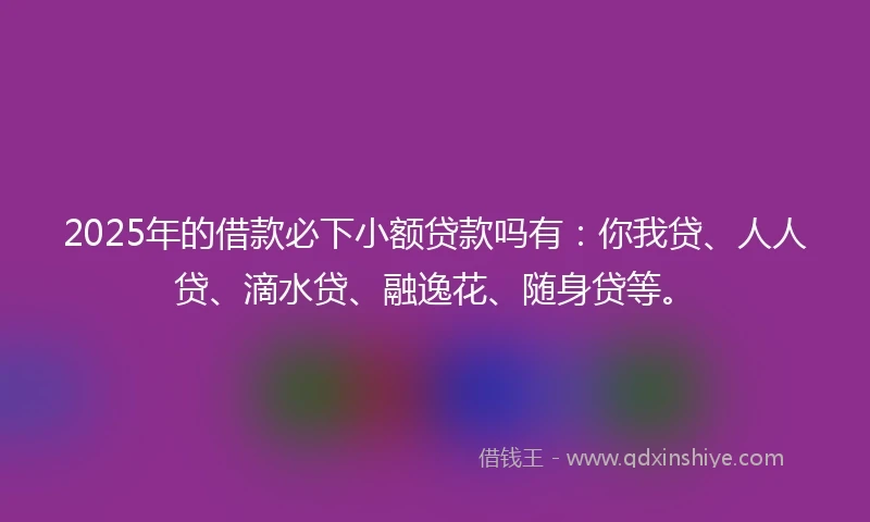 2025年的借款必下小额贷款吗有：你我贷、人人贷、滴水贷、融逸花、随身贷等。