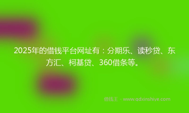 2025年的借钱平台网址有：分期乐、读秒贷、东方汇、柯基贷、360借条等。
