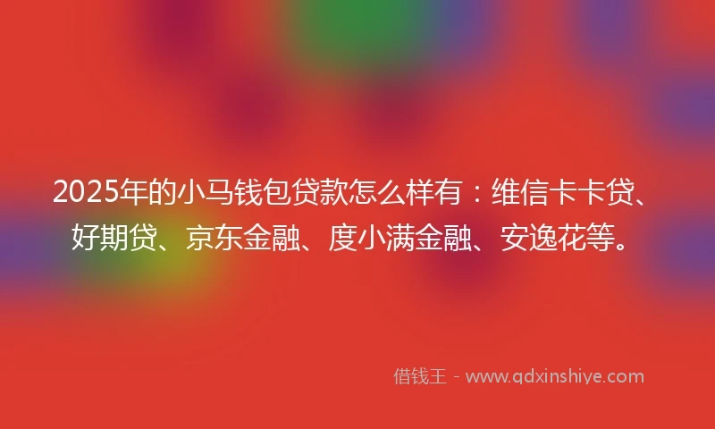 2025年的小马钱包贷款怎么样有：维信卡卡贷、好期贷、京东金融、度小满金融、安逸花等。