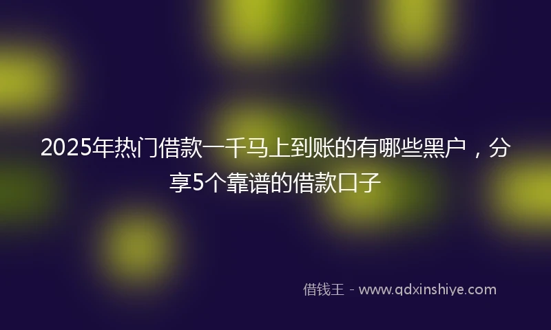 2025年热门借款一千马上到账的有哪些黑户，分享5个靠谱的借款口子
