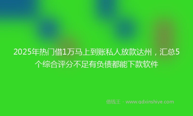 2025年热门借1万马上到账私人放款达州，汇总5个综合评分不足有负债都能下款软件