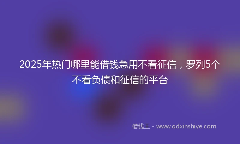 2025年热门哪里能借钱急用不看征信，罗列5个不看负债和征信的平台