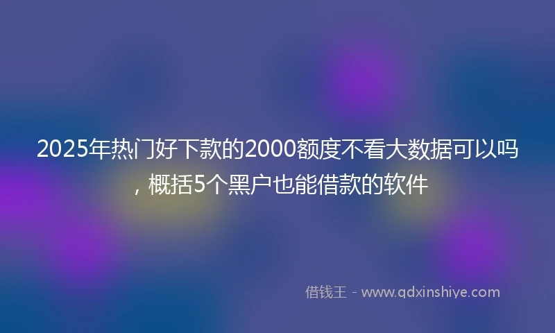 2025年热门好下款的2000额度不看大数据可以吗，概括5个黑户也能借款的软件