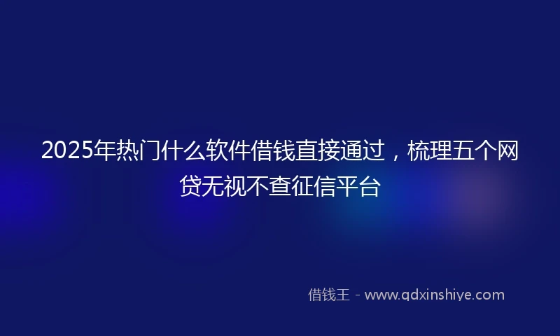 2025年热门什么软件借钱直接通过，梳理五个网贷无视不查征信平台