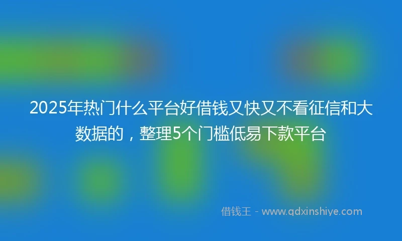 2025年热门什么平台好借钱又快又不看征信和大数据的，整理5个门槛低易下款平台