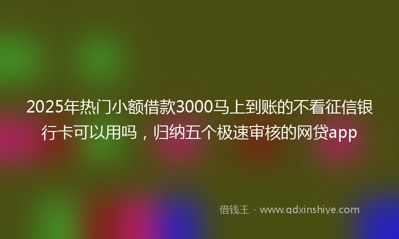 2025年热门小额借款3000马上到账的不看征信银行卡可以用吗，归纳五个极速审核的网贷app