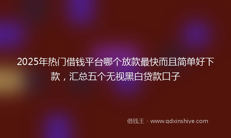 2025年热门借钱平台哪个放款最快而且简单好下款，汇总五个无视黑白贷款口子