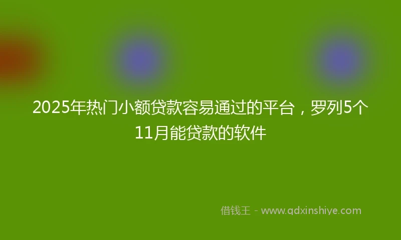 2025年热门小额贷款容易通过的平台，罗列5个11月能贷款的软件