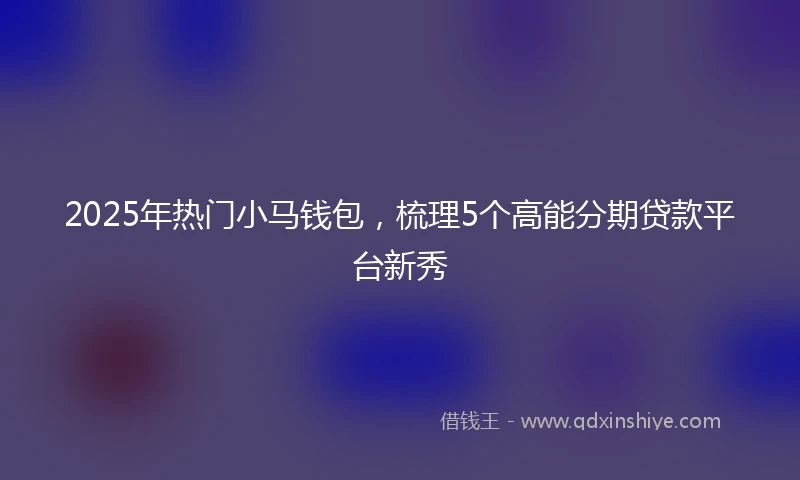 2025年热门小马钱包，梳理5个高能分期贷款平台新秀