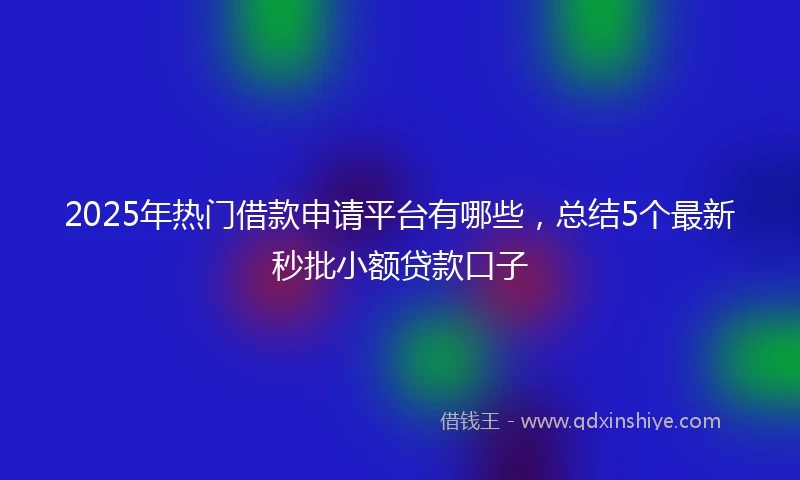 2025年热门借款申请平台有哪些，总结5个最新秒批小额贷款口子