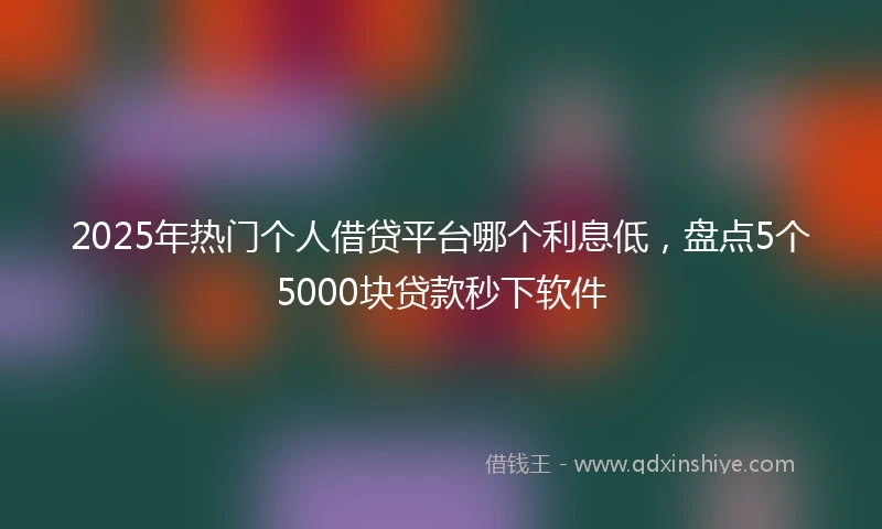 2025年热门个人借贷平台哪个利息低，盘点5个5000块贷款秒下软件