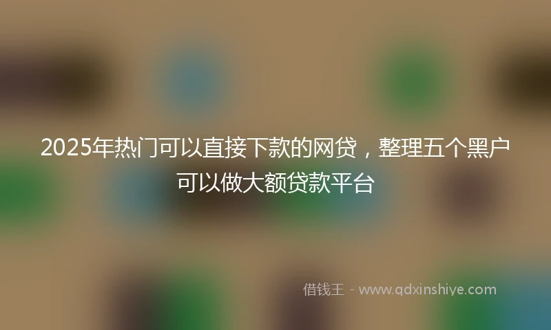 2025年热门可以直接下款的网贷，整理五个黑户可以做大额贷款平台