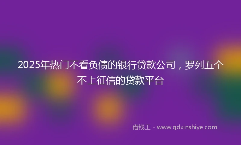 2025年热门不看负债的银行贷款公司，罗列五个不上征信的贷款平台