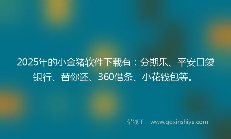 2025年的小金猪软件下载有：分期乐、平安口袋银行、替你还、360借条、小花钱包等。