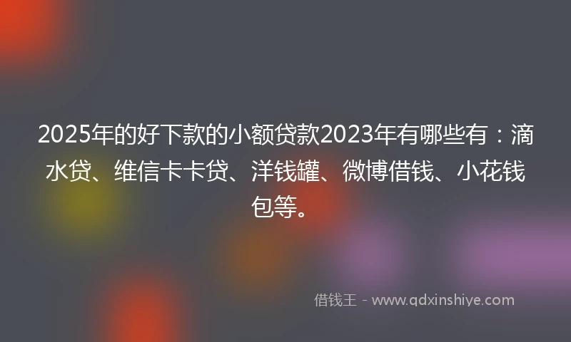 2025年的好下款的小额贷款2023年有哪些有：滴水贷、维信卡卡贷、洋钱罐、微博借钱、小花钱包等。
