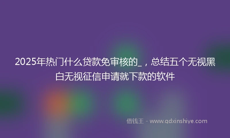 2025年热门什么贷款免审核的_，总结五个无视黑白无视征信申请就下款的软件