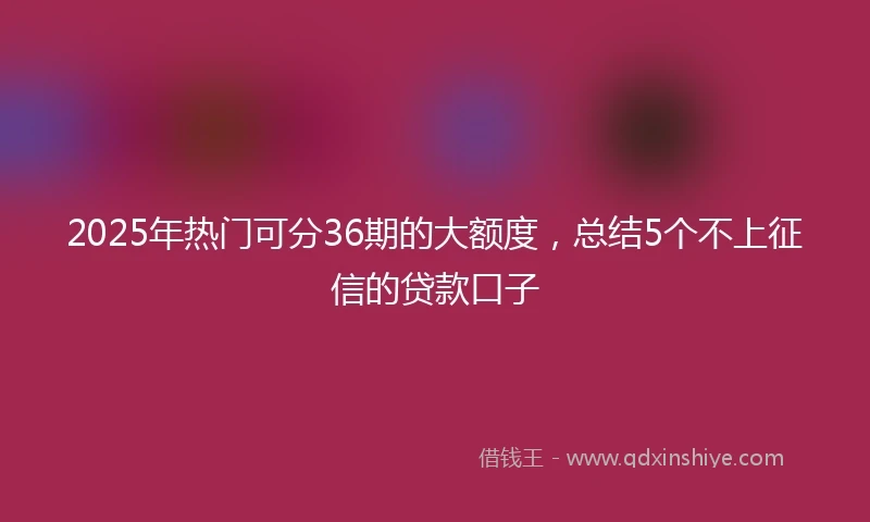 2025年热门可分36期的大额度，总结5个不上征信的贷款口子