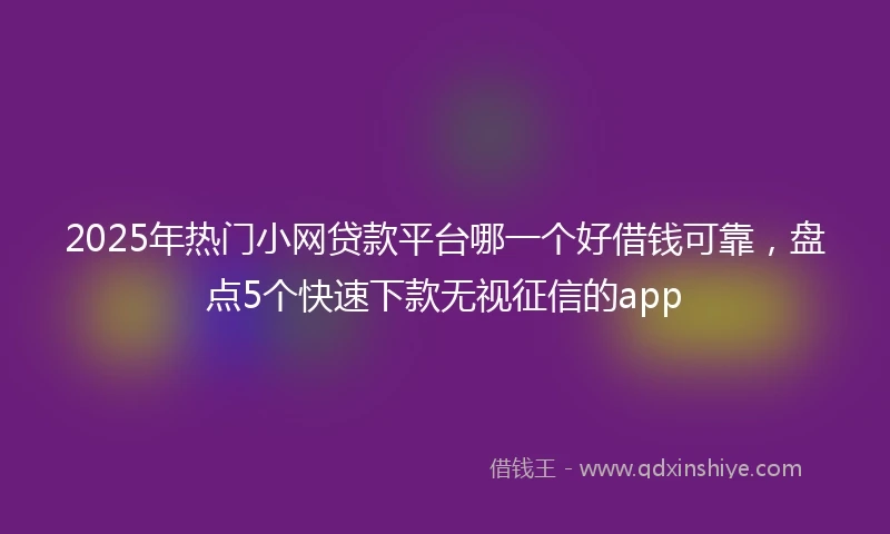 2025年热门小网贷款平台哪一个好借钱可靠，盘点5个快速下款无视征信的app