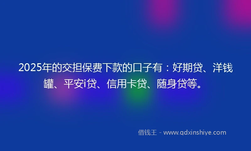 2025年的交担保费下款的口子有：好期贷、洋钱罐、平安i贷、信用卡贷、随身贷等。