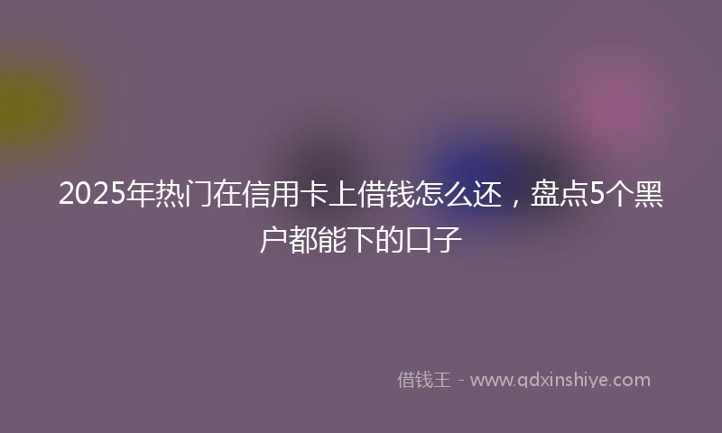 2025年热门在信用卡上借钱怎么还，盘点5个黑户都能下的口子