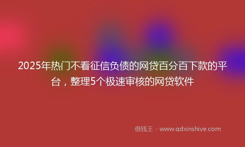 2025年热门不看征信负债的网贷百分百下款的平台，整理5个极速审核的网贷软件