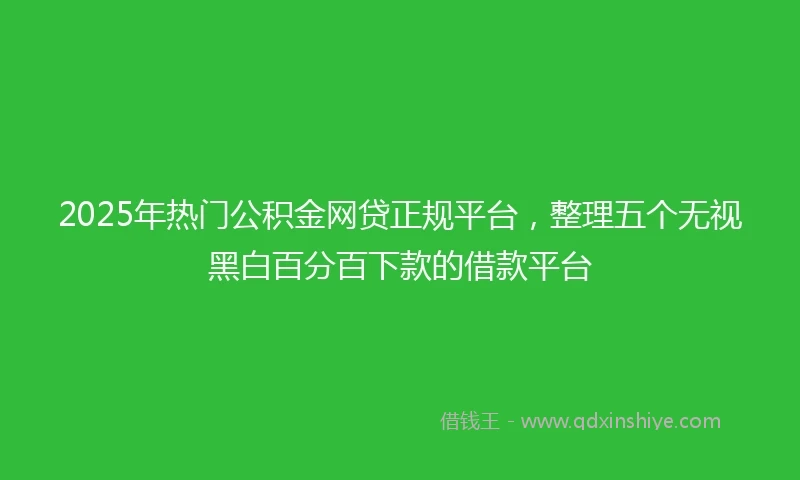 2025年热门公积金网贷正规平台，整理五个无视黑白百分百下款的借款平台
