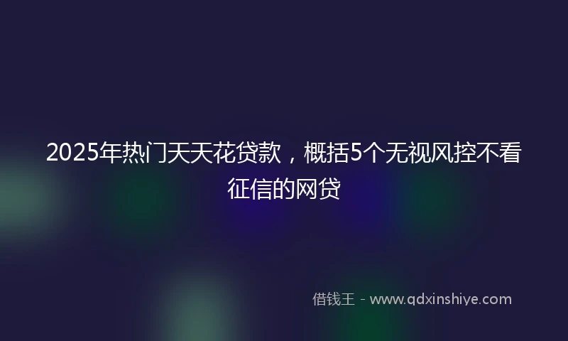 2025年热门天天花贷款，概括5个无视风控不看征信的网贷