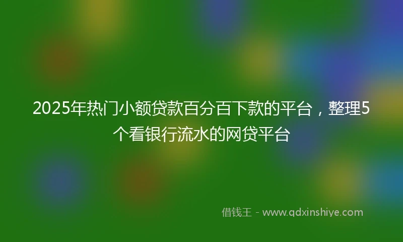 2025年热门小额贷款百分百下款的平台，整理5个看银行流水的网贷平台