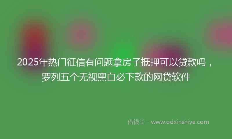 2025年热门征信有问题拿房子抵押可以贷款吗，罗列五个无视黑白必下款的网贷软件