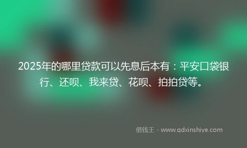 2025年的哪里贷款可以先息后本有：平安口袋银行、还呗、我来贷、花呗、拍拍贷等。
