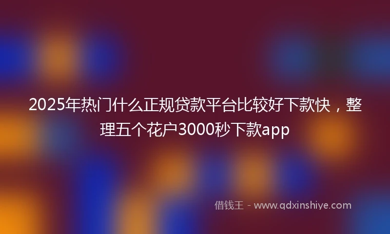 2025年热门什么正规贷款平台比较好下款快，整理五个花户3000秒下款app